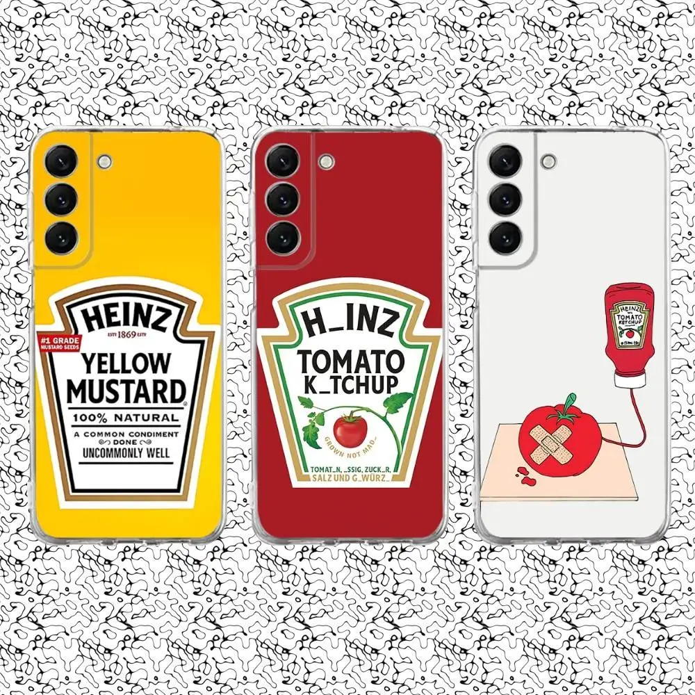 

H-Heinz Tomato Ketchup Mustard Phone Case For Samsung S24,30,21,22,23,20 FE,lite,PIus,Ultra,5G,Note,9,10 Transparent Cover