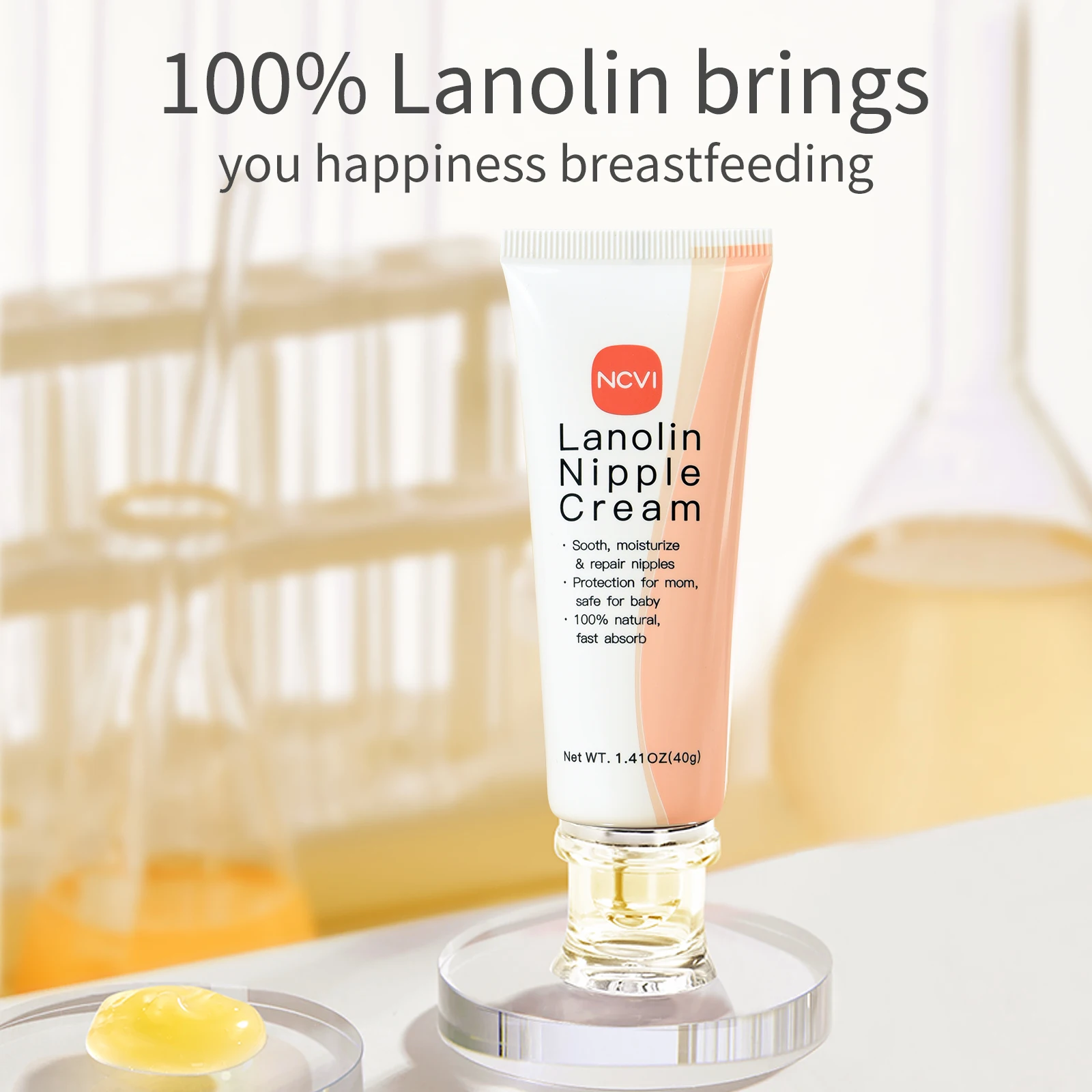 NCVI Lanolin Nipple Cream for Breastfeeding, 100% Natural Ingredient