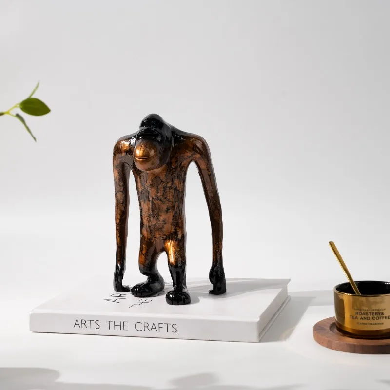 Modern Creative Long Arm Gorilla Resin Ornaments, Living Room Coffee Table Desktop Art Decorations, Office Decorations Home Deco