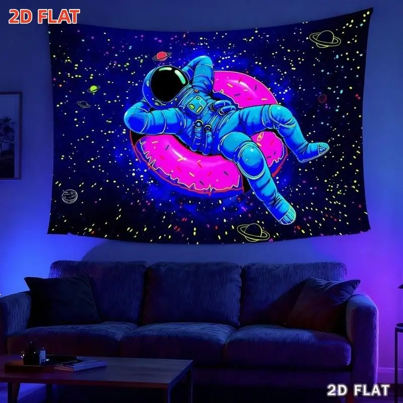 VIKAMA Space Astronaut Donut Tapestry Galaxy Planet Polyester Wall Hanging Aesthetic Bedroom Dorm Home Decor