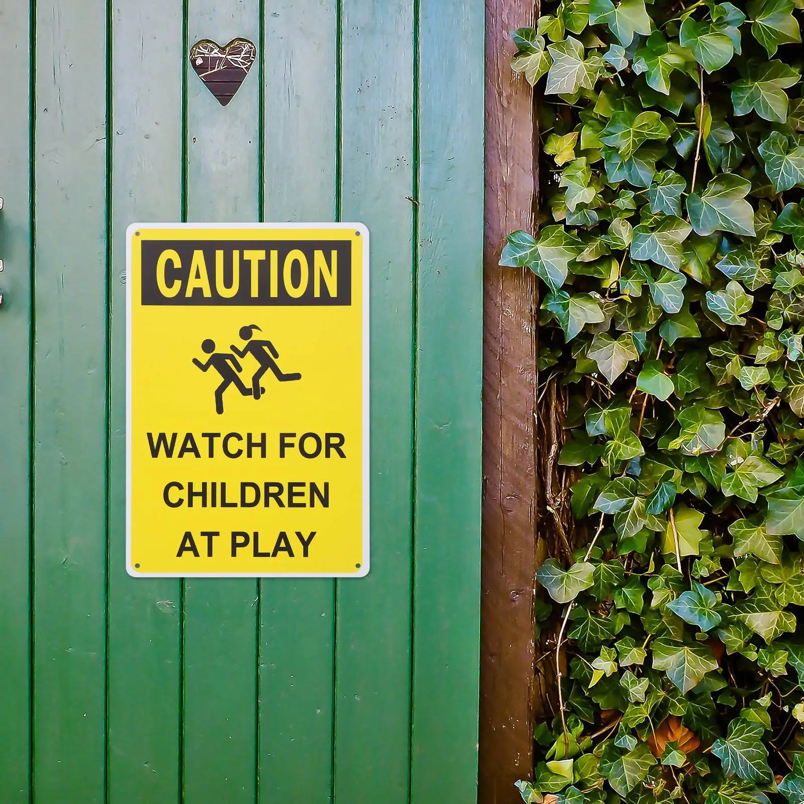 2pcs Signs Traffic Safety Double Sided Reflective Caution Children Playing Slow Sign Metal Traffic Sign