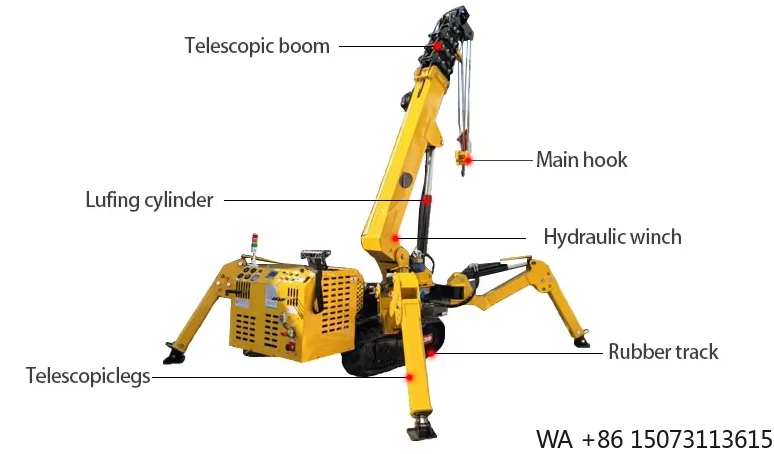 Mini-Raupen-Spinnenkran – anhebbarer, multifunktionaler Mikrokran