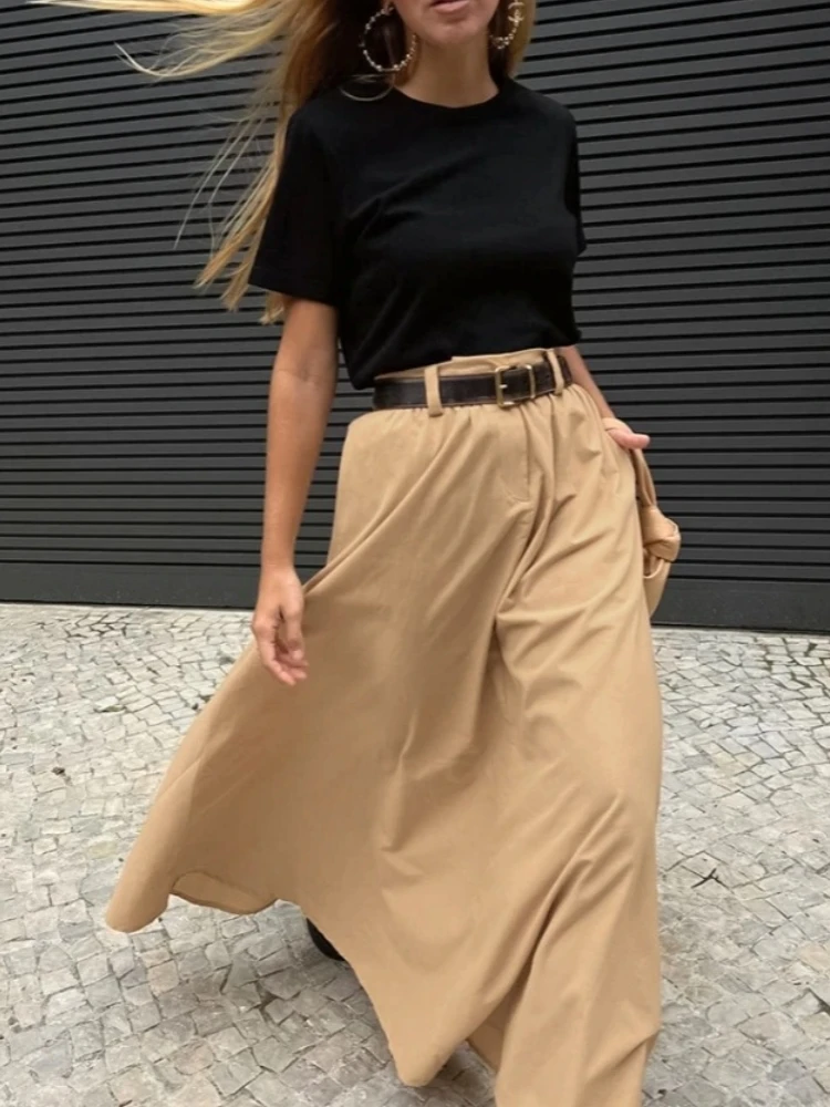 Jupes longues de couleur unie pour femmes Streetwear bureau dame Faldones Para Mujer élégant Jupe Longue Femme mode coréenne vêtements