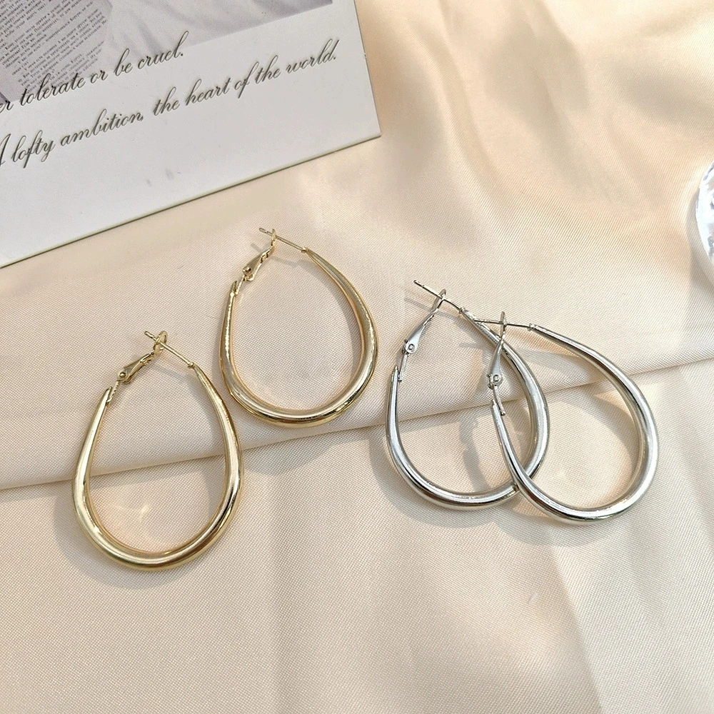 الهيب هوب روك كبير Waterdrop هوب أقراط للنساء مجوهرات الأزياء Steampunk بسيطة الجوف الهندسة الأذن هوك فتاة هدية