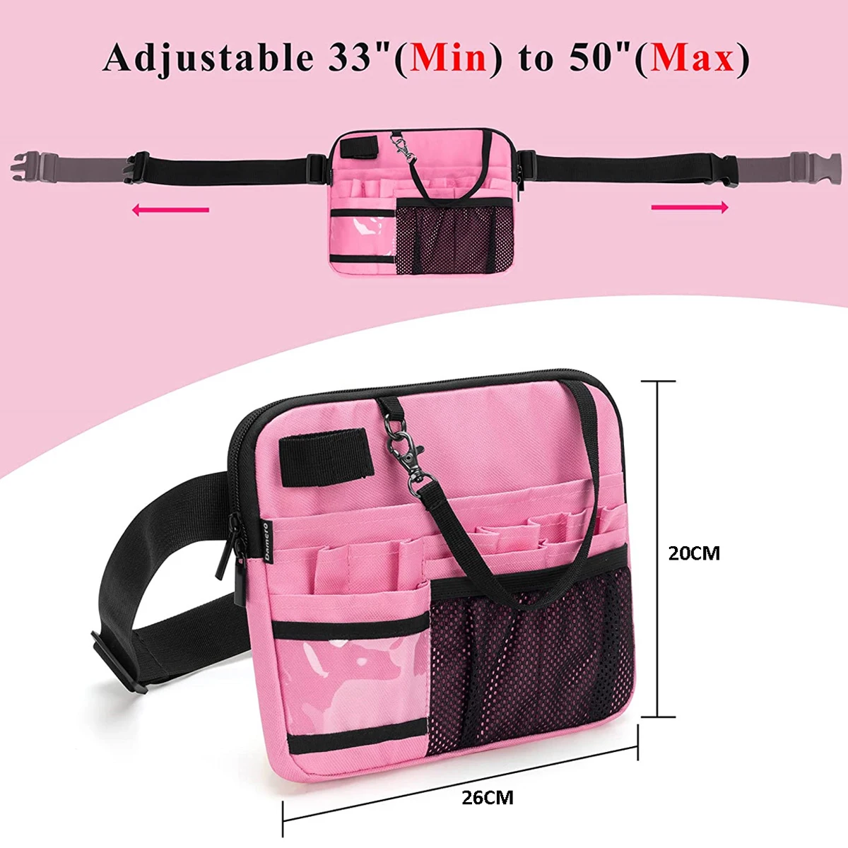 Multi-Compartment Medical Equipment Nurse Organizer, Multi-Functional Nurse Belt Pouch with Tape Holder, Oxford Material