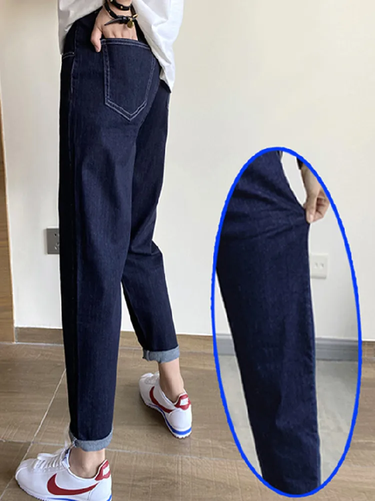 

plus Size Women's Spring Autumn High Waist Straight Leg Jeans Slimming Harem Pants Cotton Stretch Denim Water Waed Multi Po...