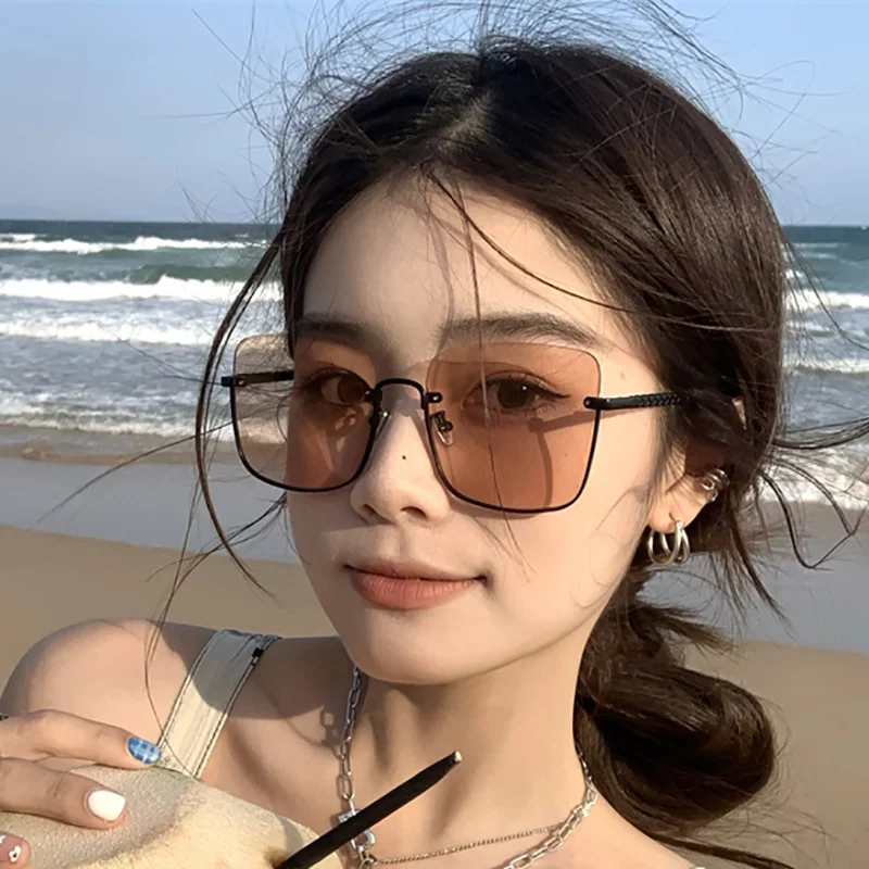 Fashion Square Oversized Sunglasses Women Big Frame Sun Glasses Female Colors Brown Korean Style Brand Designer Oculos De Sol