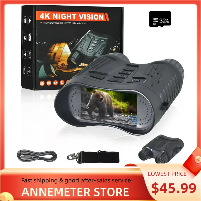 

Night Vision Goggles, 4K Night Vision Binoculars for Adults,8X Digital Zoom Night Vision Scope, 1080P HD Video & 36MP Image