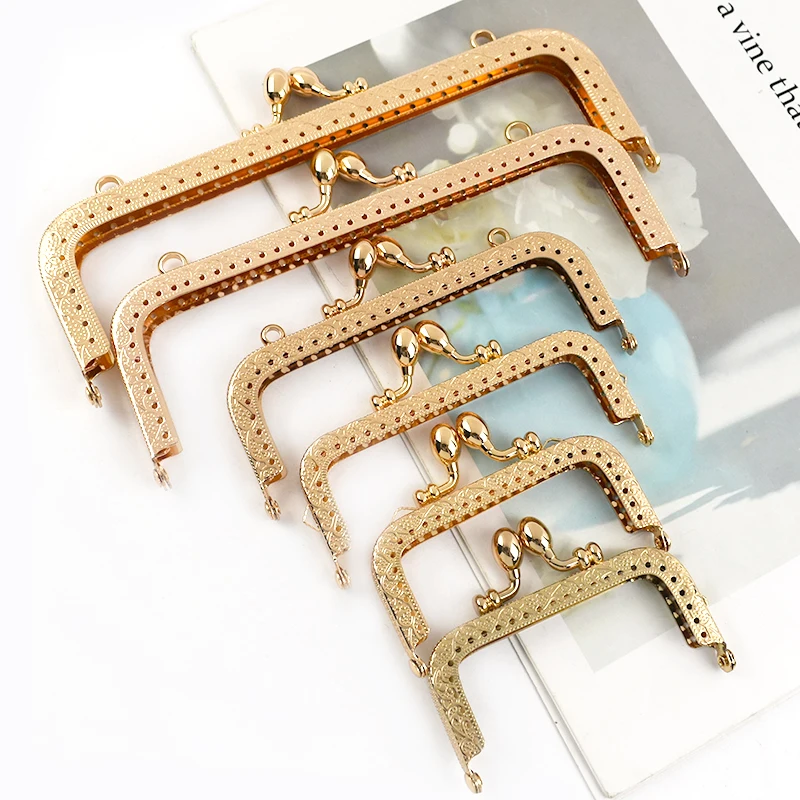 

1/2Pcs 8.5-20cm LightGold Purse Frame Kiss Clasp for Bag Hanger Handle Metal Buckles Women's Handbag Handmade Crafts Fastener
