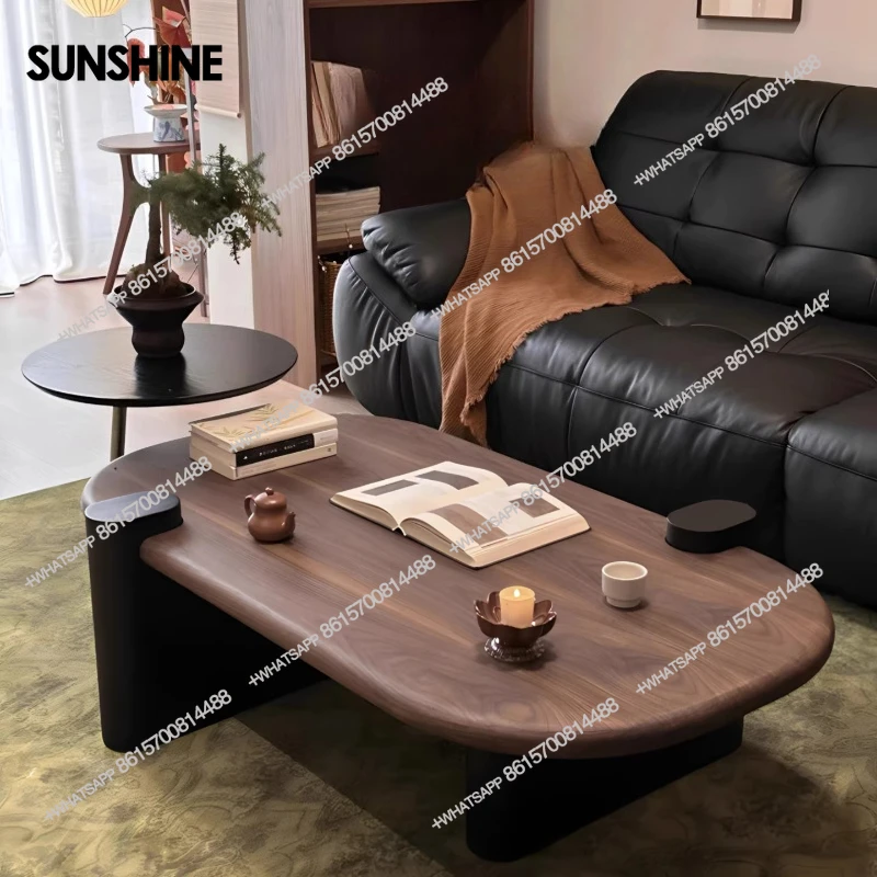 

Solid wood medium and ancient style, living room household small apartment high-end coffee table