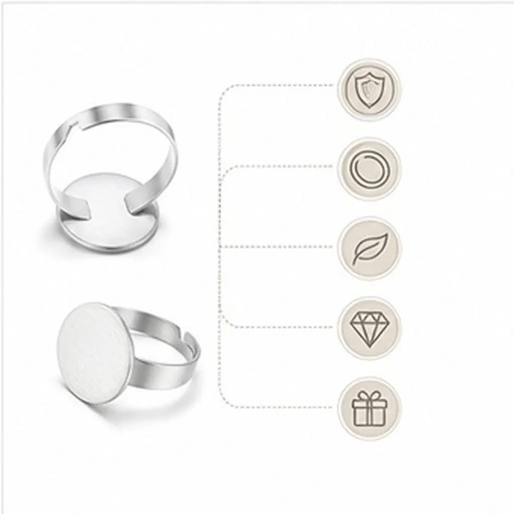 40pcs Stainless Steel Blank Rings Base Cabochon Bezel Trays 12Mm Round Flat Diy Jewelry Making Craft Unfinished Ring Settings