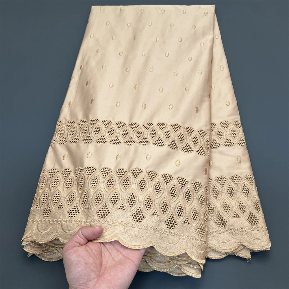 

2025 Africa Nigerian Tulle Lace Fabric Damask Cotton High Quality Pure Embroidery for Dress Sewing Wedding Party hz1350 5Yards