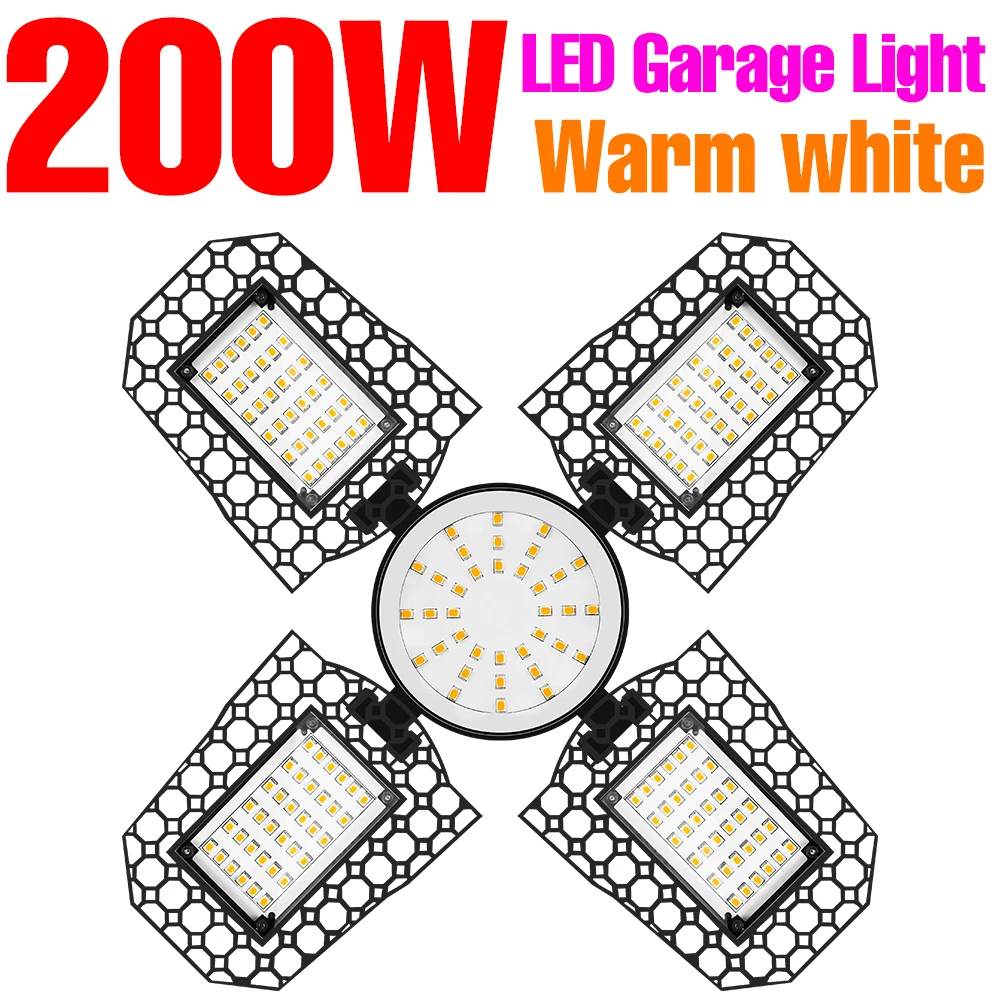 NONE LED-Garagenlampe, 220 V, Flutlicht, E27, Glühbirne, 200 W, 300 W, 400 W, Industriebeleuchtung, zusammenklappbares Lager, Lampara, Fitnessstudio, Deckenleuchte 6