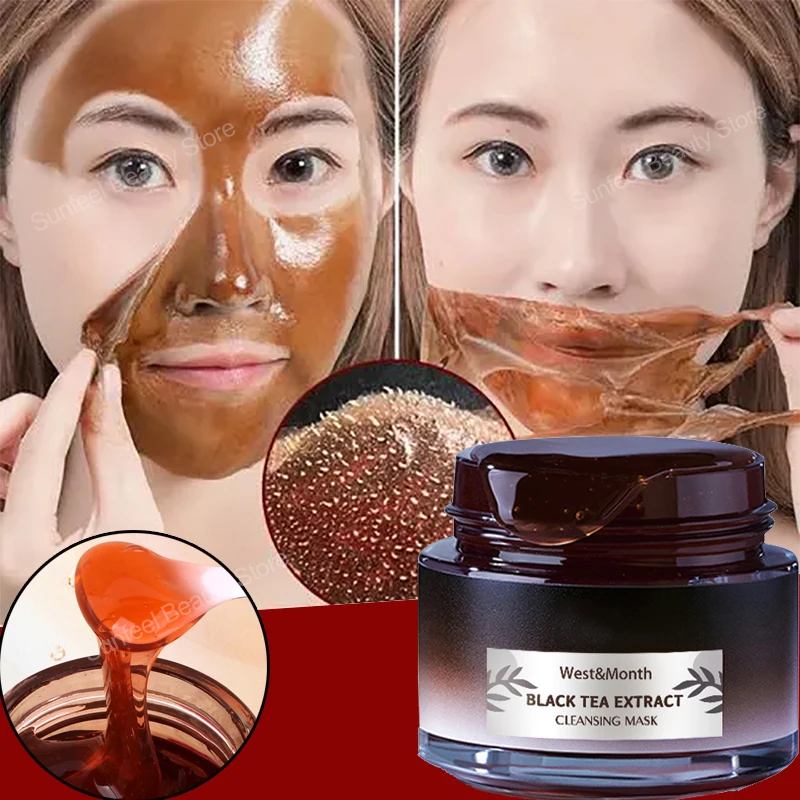 Black Tea Blackhead Removal Face Mask Peel-off Nose Black Dots Deep Cleansing Shrink Pores Oil-Control Smooth Repair Skin Care