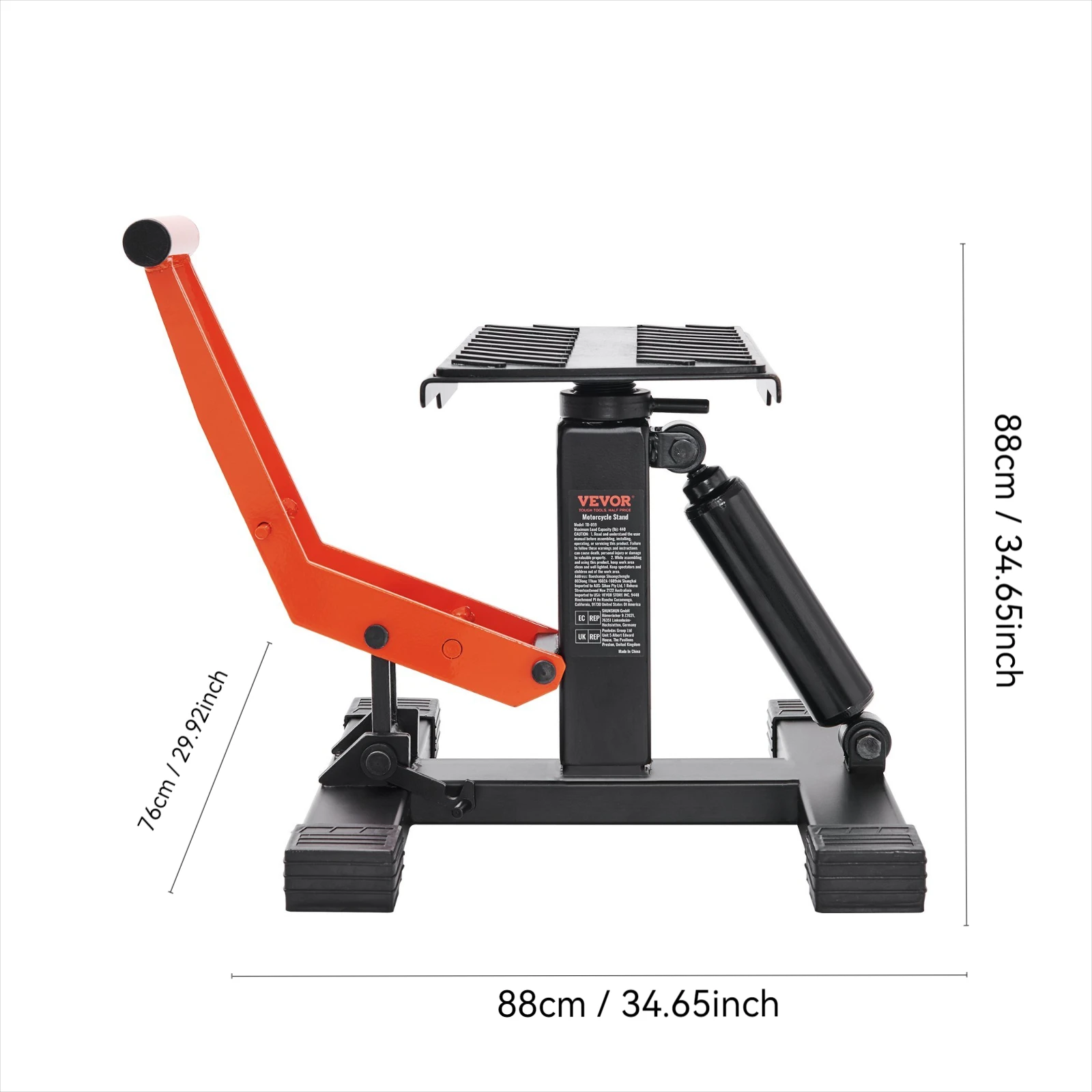 Soporte de elevación de bicicleta de cross, elevador de gato para motocicleta, capacidad de 440 libras, operación de elevación hidráulica, mesa de elevación de altura ajustable, f