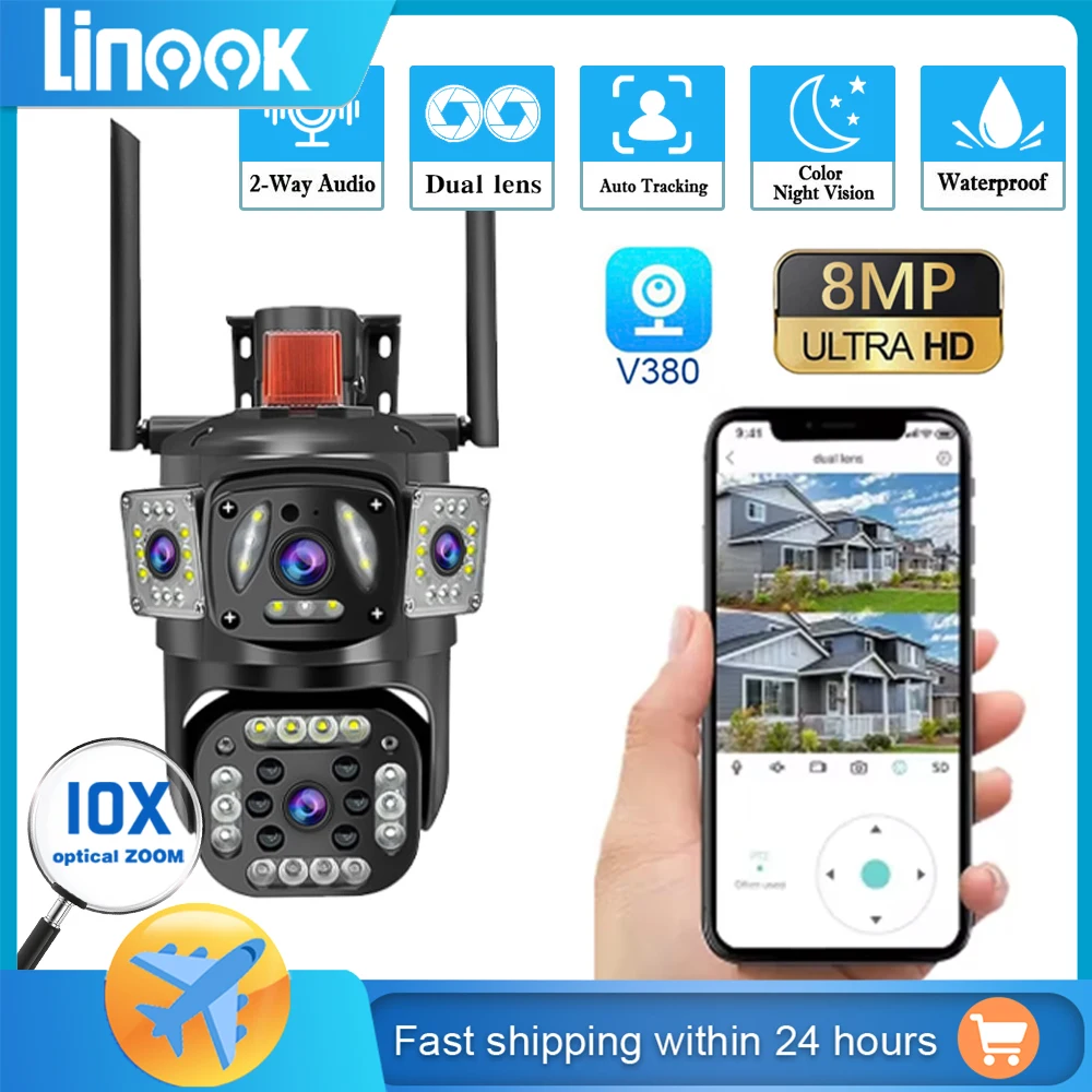 linook outdoor impermeavel dupla lente cctv camera de seguranca alarme wifi v380 cctv ip hd1080p 360360 01