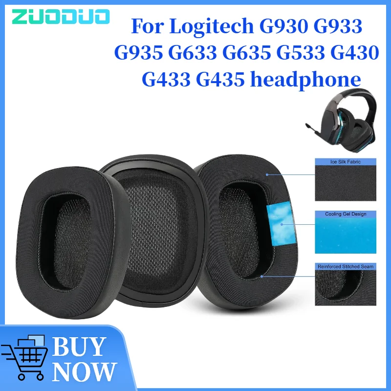 

ZUODUO Cooling-Gel Replacement Earpads for Logitech G930 G933 G935 G633 G635 G533 G430 G433 G435 Gaming Headphones