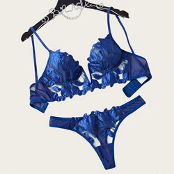 Sexy Underwear For Women Steel Ring Push Up Bra Bilizna Tulle Embroidery Lingerie Ensemble Erotic Lingerie Lace Intimate Outfits
