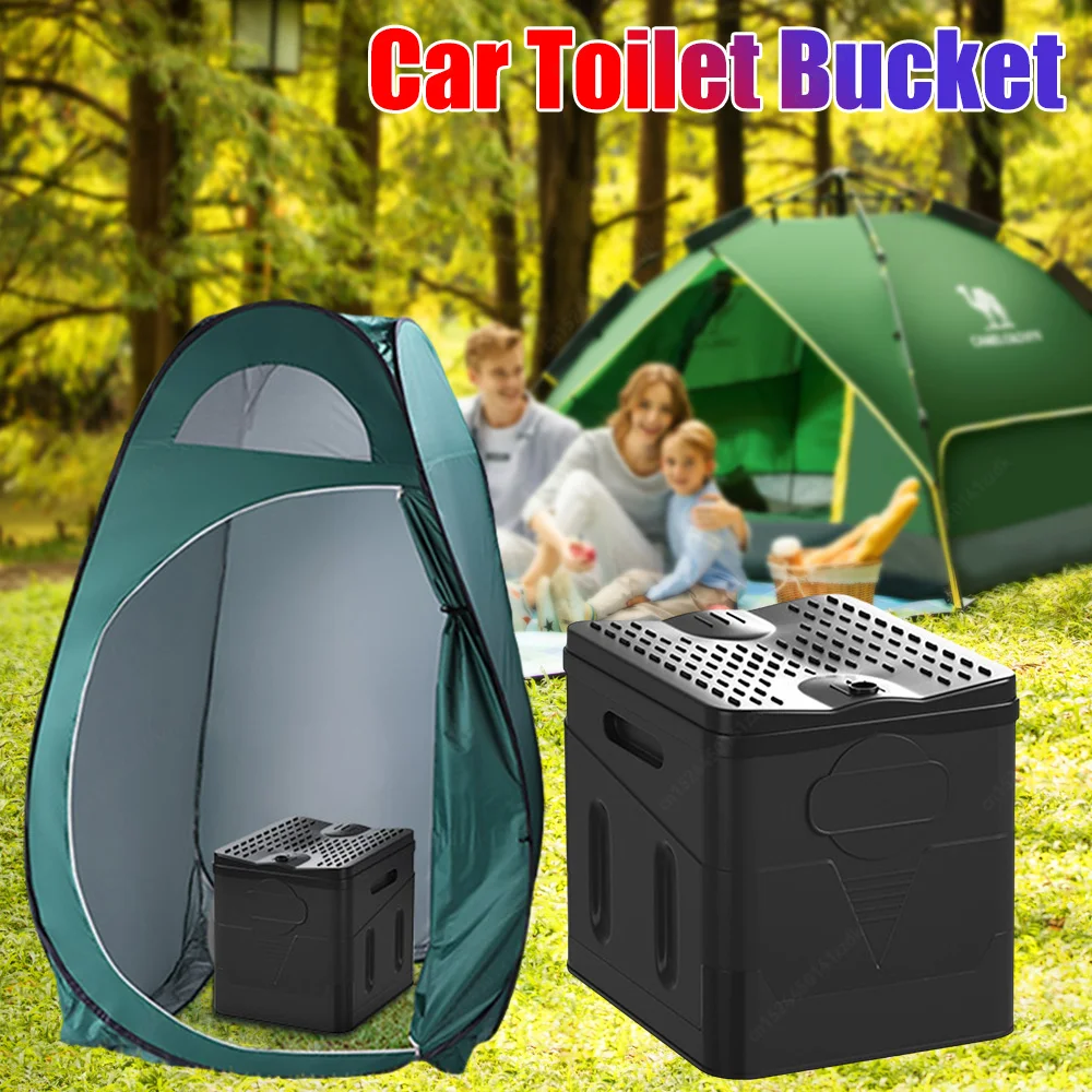 

Outdoor Folding Car Toilet Bucket Strong Bearing Capacity Emergency Sanitation Stool for Camping Hiking Self-driving Beach Trips