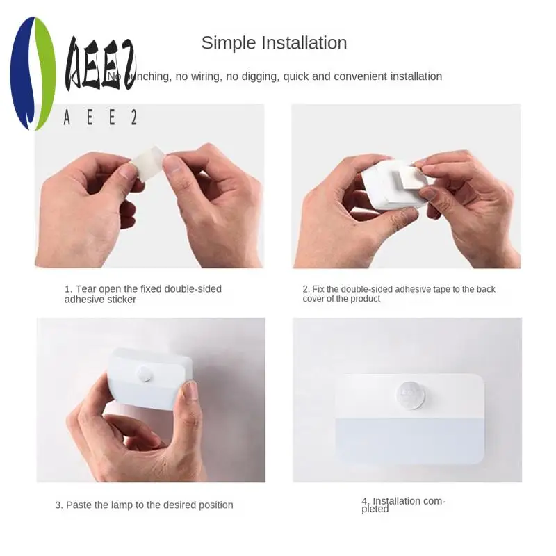 

AEE2-LED Motion Sensor Night Light 3000K Stick-On Closet Light With Dusk To Dawn Sensor For Cupboard 3 Pack White Durable