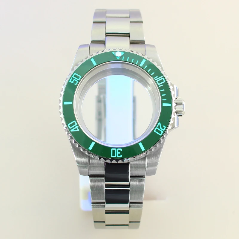 40mm SUB Watch Case bands C3 Bezel Sapphire Glass For NH35 NH36 NH34 Miyota8215 Eta2824 PT5000 Movement 28.5mm Dial Slide Buckle