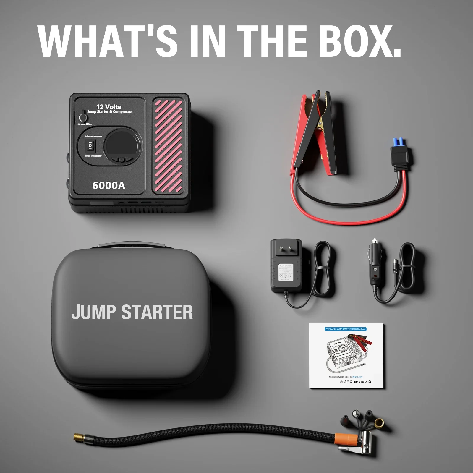 

2025 hot sale Free U.S. Shipping 24000mAh 150PSI Car Battery Jump Starter Tire Inflator Car Starter Power Bank Portable Air Pump