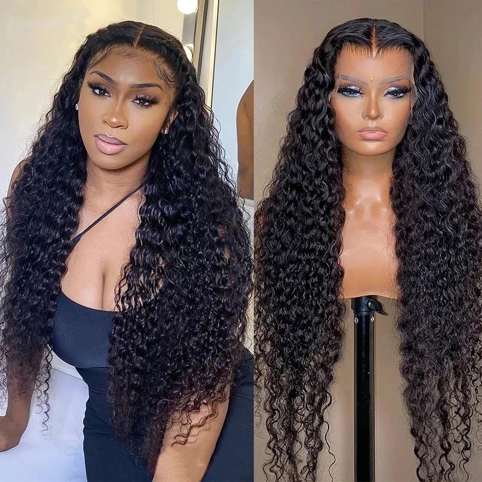 

Парик из натуральных бразильских волос для чернокожих женщин, с мокрыми и волнистыми натуральными волосами, с глубокой волной, на сетке