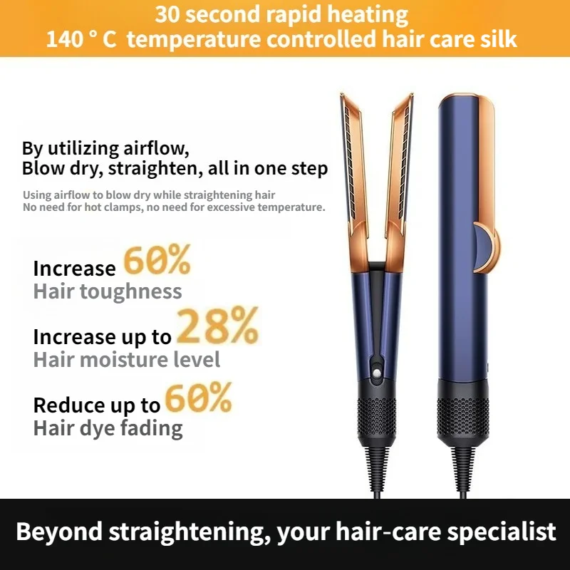 2‑in‑1 Hot Air Brush Hair Dryer Straightener HT01 Wet & Dry Use Negative Ion Flat Iron Straightening Comb Hair Styling Tool