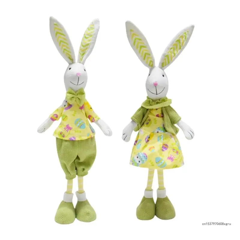 Easters Bunnys Gnomes Long Legged Standing Rabbit Dolls Figurines for Home and Office Decoration