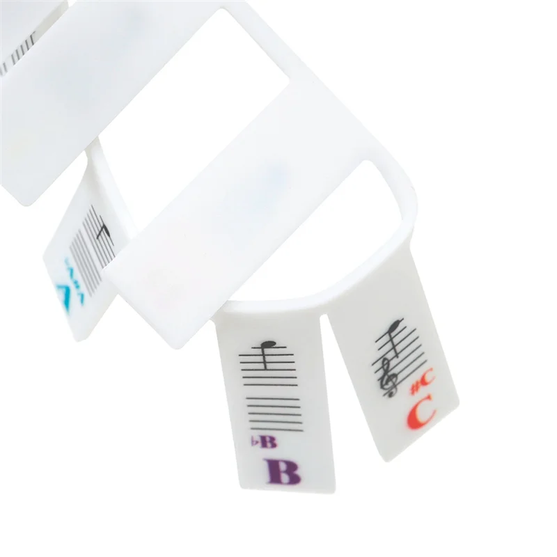 2 قطعة ملصق ملاحظة البيانو شريط زر سيليكون اللون العالمي ملصق لوحة المفاتيح القابل للفصل (صندوق PVC) 61 مفتاحًا