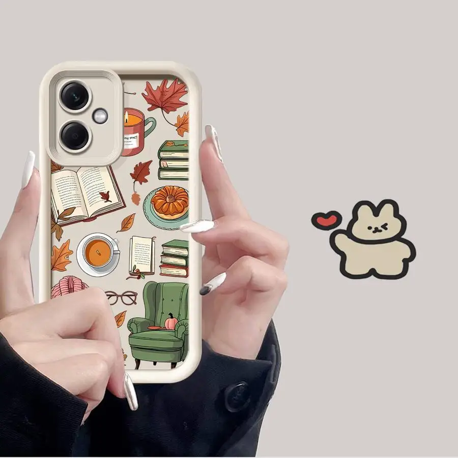 حافظة لهاتف شاومي بوكو X3 NFC C61 C51 X3 Pro C50 كارتون اليقطين مابل ليف