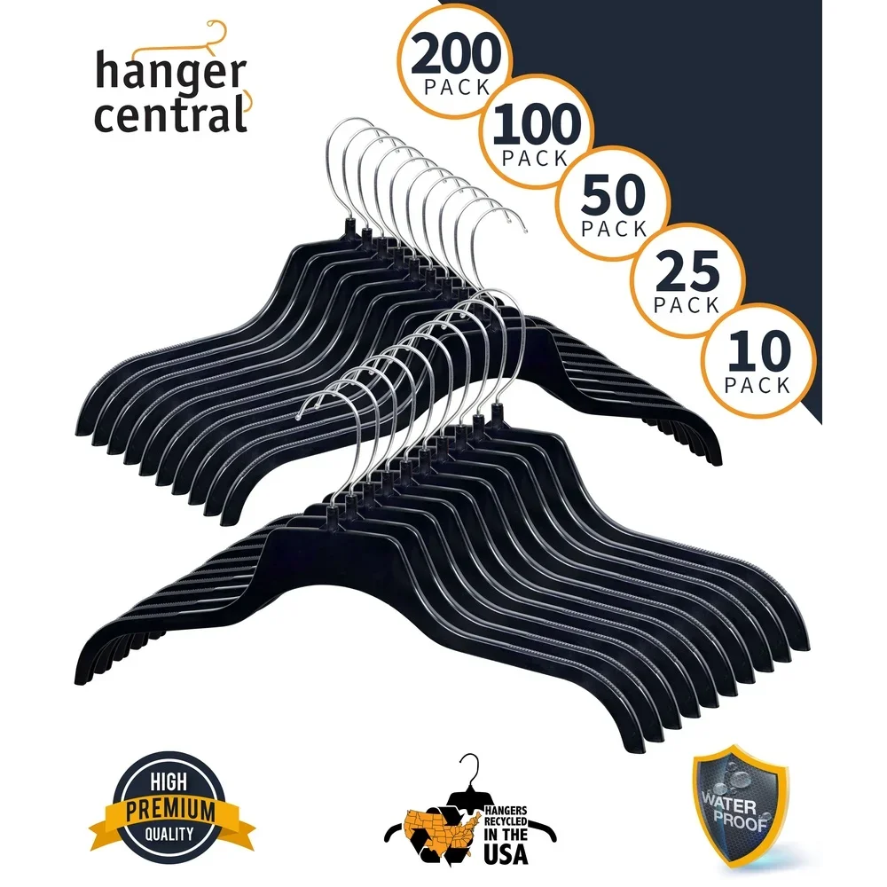 شماعات سترة بلاستيكية غير قابلة للانزلاق شديدة التحمل مع خطافات دوارة مقاس 19 بوصة 10 عبوات منظم ملابس مقاوم للكسر #2
