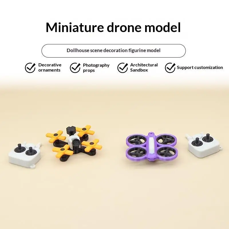 2026 New 1Set 1:12 Dollhouse Mini Drone UAV Fake Model With Remote Control Miniature Scene Prop Doll Home Decor Accessories