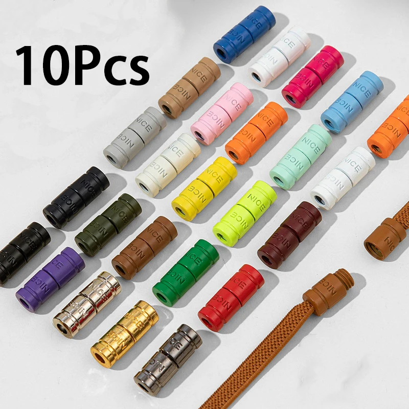 10Pcs Metal Capsule Buckle Lazy Shoelace Fastener Elastic No-Tie Shoe Lace Clips for Men Women Hands-Free Quick Lock