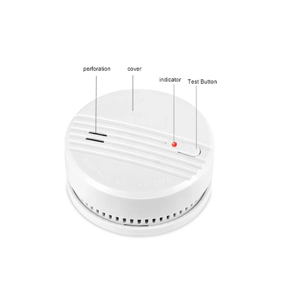 Long Lifespan Smoke Alarm Security Product Photoelectric Detector DC 9V Battery