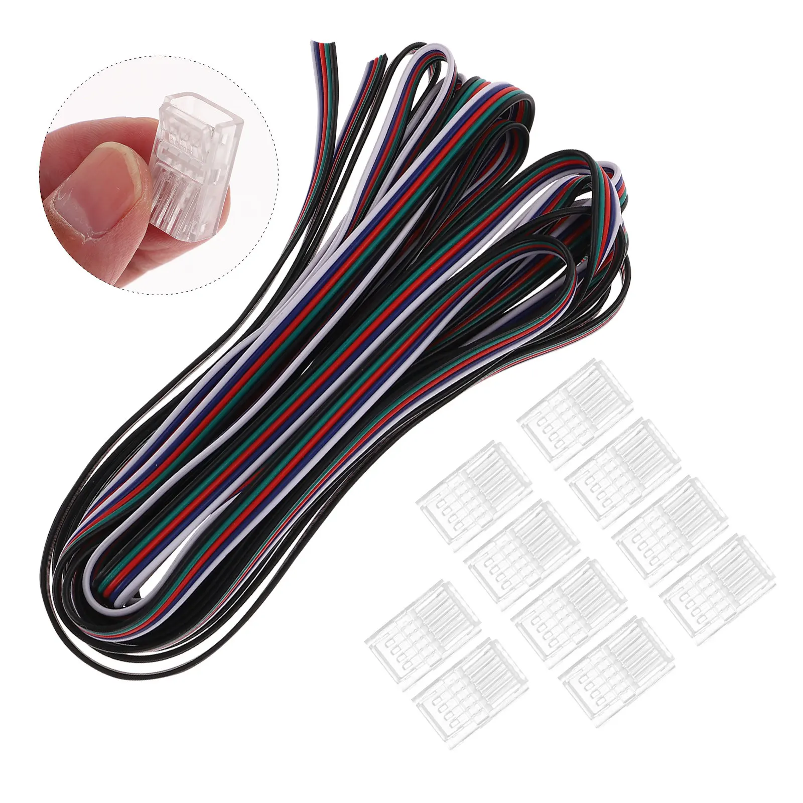 10Pcs LED Strip Connector Rgbw Corner ABS Solderless Quick Connection Light Connector Kit for 5 Pin Strip Lights