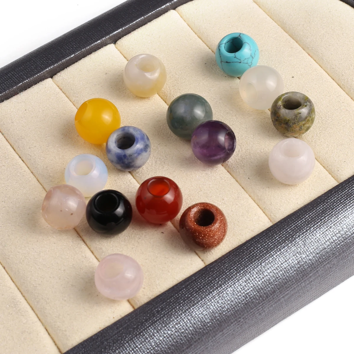 

5pcs Natural Stone Big Hole Bead Abacus Shape Agates Loose Beaded for Making DIY Jewelry Necklace Bracelet Accessories Wholesale