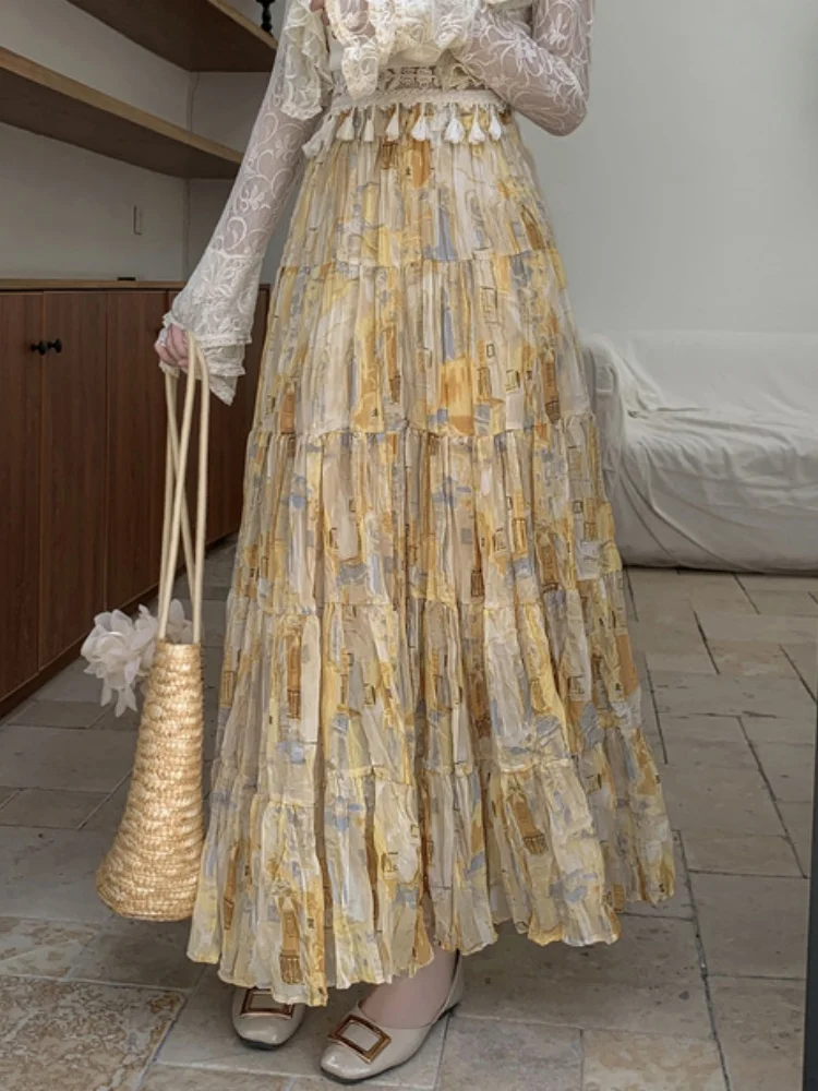 New Fashion Elastic High Waist Clothes Women Skirts Elegant Beach Saia Ropa Mujer Casual Vestido Long Skirt Faldas Harajuku