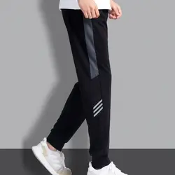 Spring Summer Men Joggers Stripes Sweatpants New Casual Elastic Waist Pockets Sports Clothing Fashion Slim Bound Feet Trousers