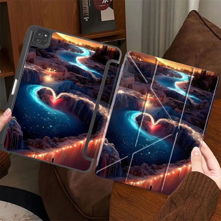 

Tablet Case For iPad Pro 11th 10th 9th 8th 7th 12.9inch Mini 6 7 Air 4 5 M3 M2 M4 11inch Pro 2025 Holder Cover Cartoon Moon Love