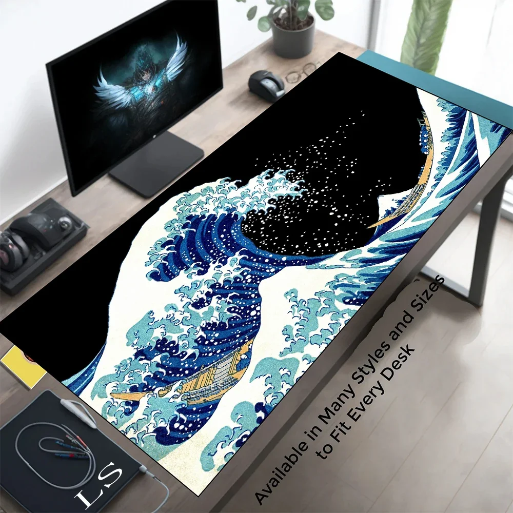 Art Great Waves Gaming Muismat Bureaumat Grote Bureaumat Gamer Toetsenbord Rubberen Muismat Speed Compute Office Speelmat Kawaii Matten