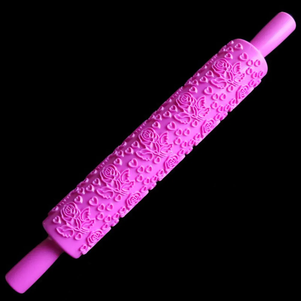

4Pcs Food Grade Plastic Embossed Rolling Pins Cake Decorating Tool Portable Fondant Sugarcraft Pastry Dough Engraved Rolling Pin