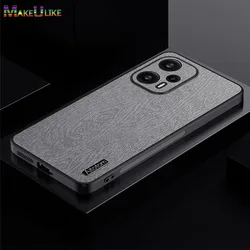 Leather Case for POCO F5 Pro Case Ultrathin Wood Grain Shockproof Cover for Xiaomi POCO F5Pro F5 Pro Case