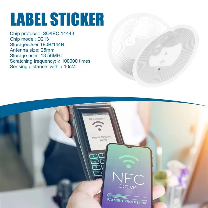 [NEW A09R!】 50 Pcs Ntag213 Label Sticker 13.56Mhz ISO14443A NTAG 213 Sticker Universal Lable For ALL Enabled Phone