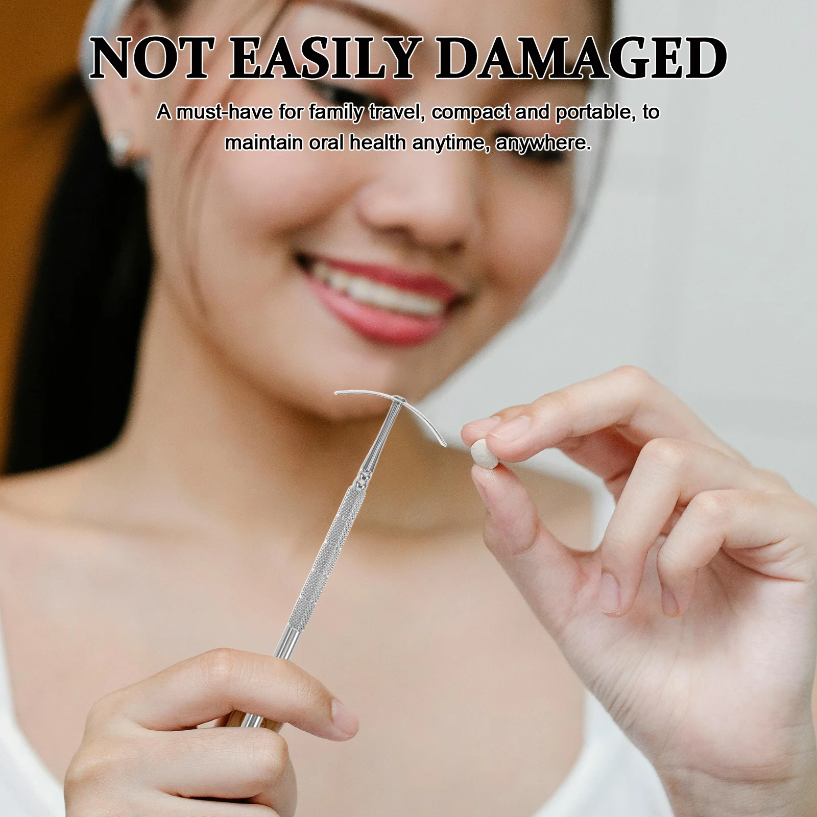 1Set Raschietto per lingua in acciaio inossidabile Strumento per l'igiene orale Doppio stuzzicadenti Pulizia profonda Alito fresco Strumenti portatili per l'igiene orale da viaggio