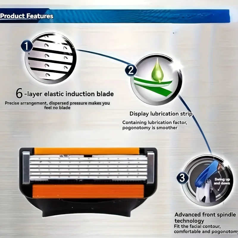 مجموعة ماكينة حلاقة يدوية للرجال - ماكينة حلاقة آمنة ذات 6 شفرات مع حقيبة تخزين، شفرات سهلة التنظيف وقابلة للغسل، متينة ومحمولة لـ