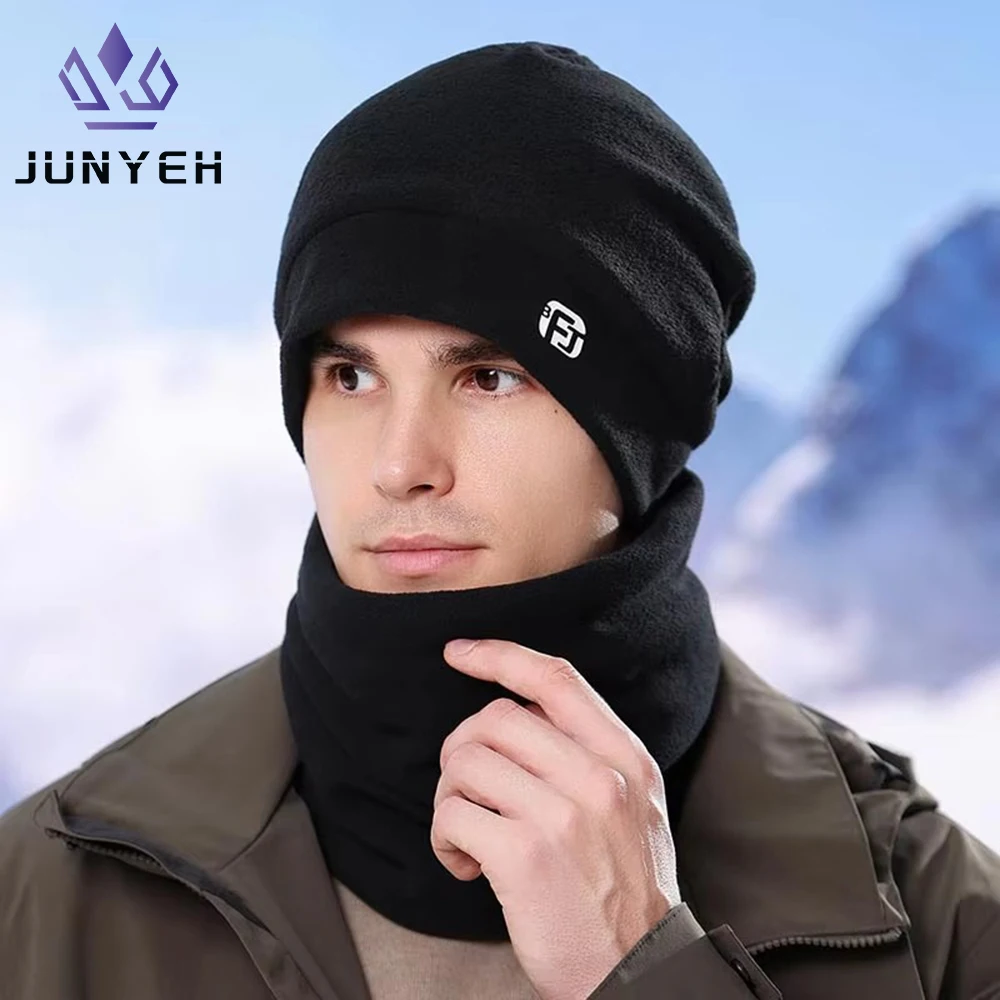 القبعات الشتوية الصوف القطبية سميكة الدافئة محبوك في الهواء الطلق ركوب الدراجات وشاح قبعة يندبروف قبعة الجمجمة قبعة صغيرة