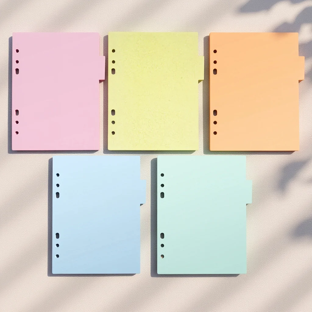 

2Pcs Plastic Colorful Tab Sheet Dividers Easy Insert A5 Paper Refills Index Page for Notebook Tab Cards