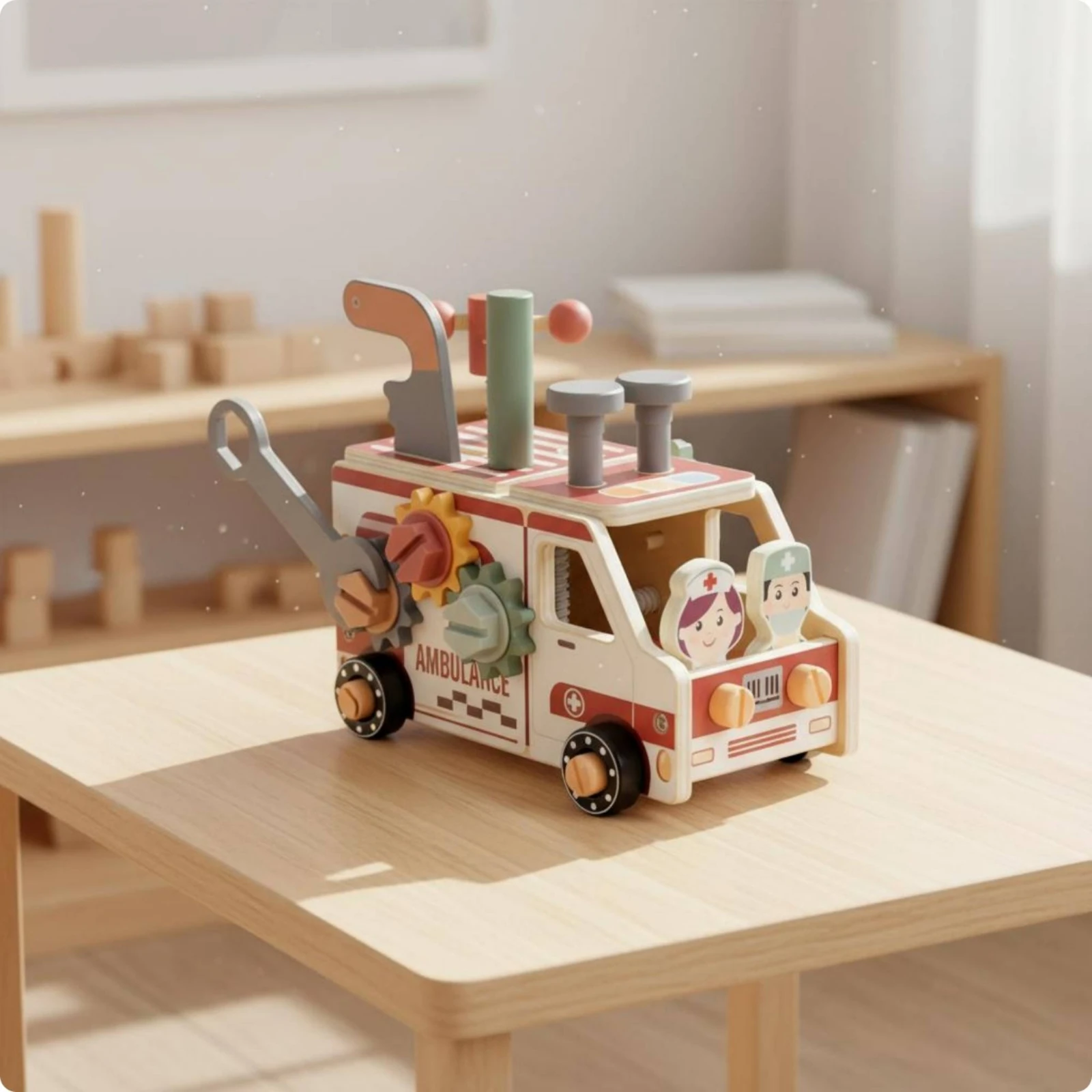 

Wooden Nut and Bolt Toy Fine Movement Skills Wooden Screw Toy Pretend Repair Truck Hand-Eye Coordination Assembly Board Vehicle