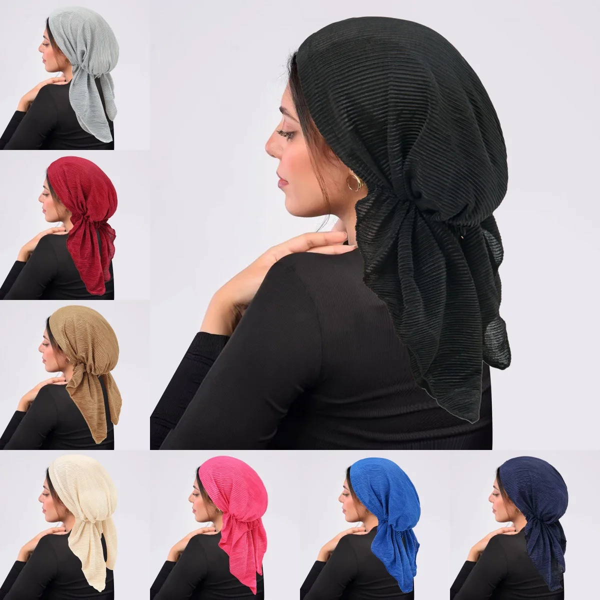 Muslimische Frauen Vorgebunden Hut Innere Hijab Kopftuch Stretch Motorhaube Haarausfall Kopf Wrap Chemo Kappe Bandanas Stirnband Turbante Mujer